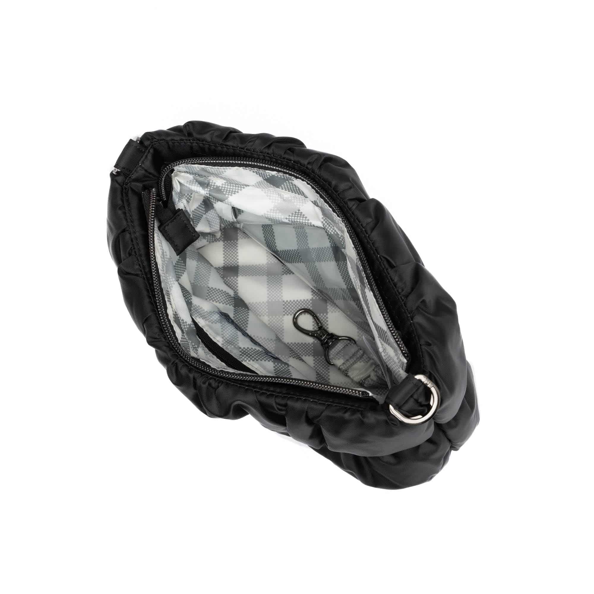 Flounce Ruched Crossbody Bag - BLACK - Flounce_Black_05